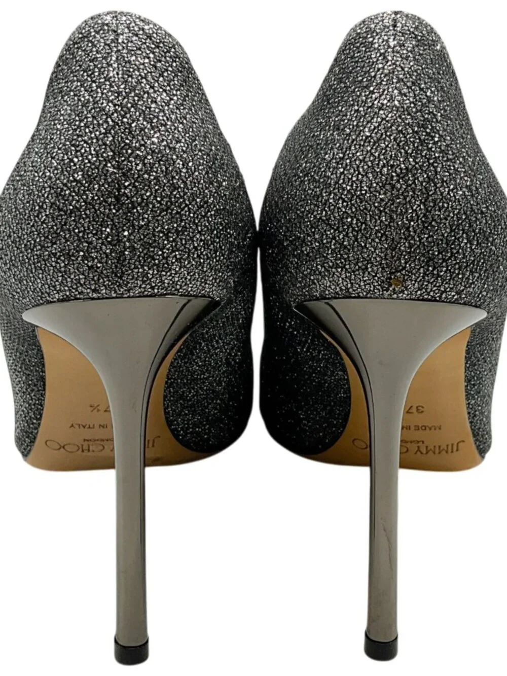 Jimmy Choo Silver Pewter Shimmer Pumps